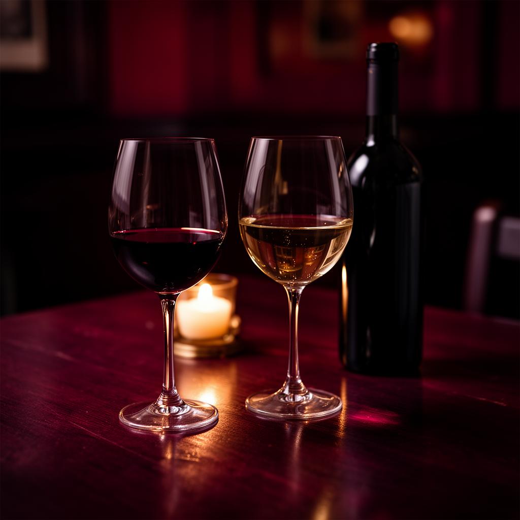 Glas av rött och vitt vin på Murphy's